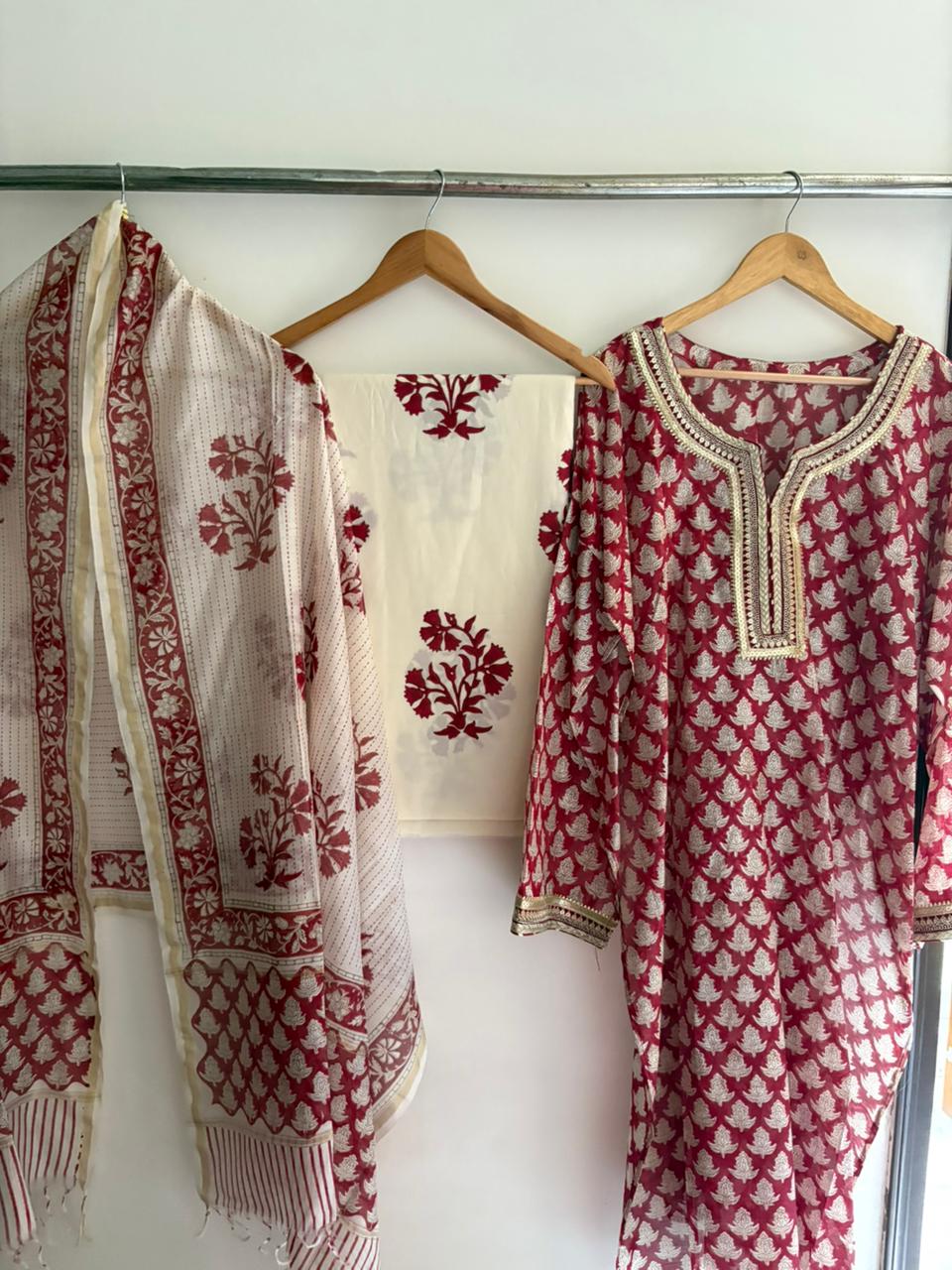 Semistitched Chanderi Suit