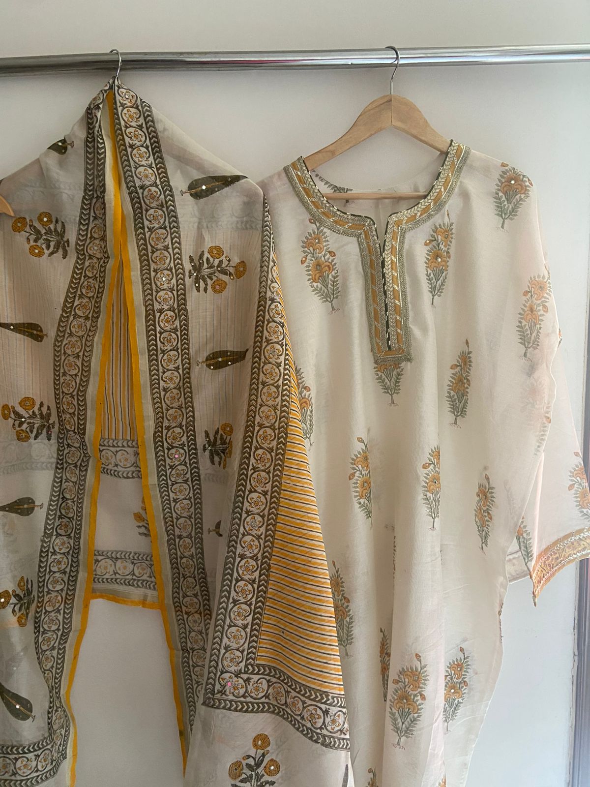Semi Stitched Chanderi Suit