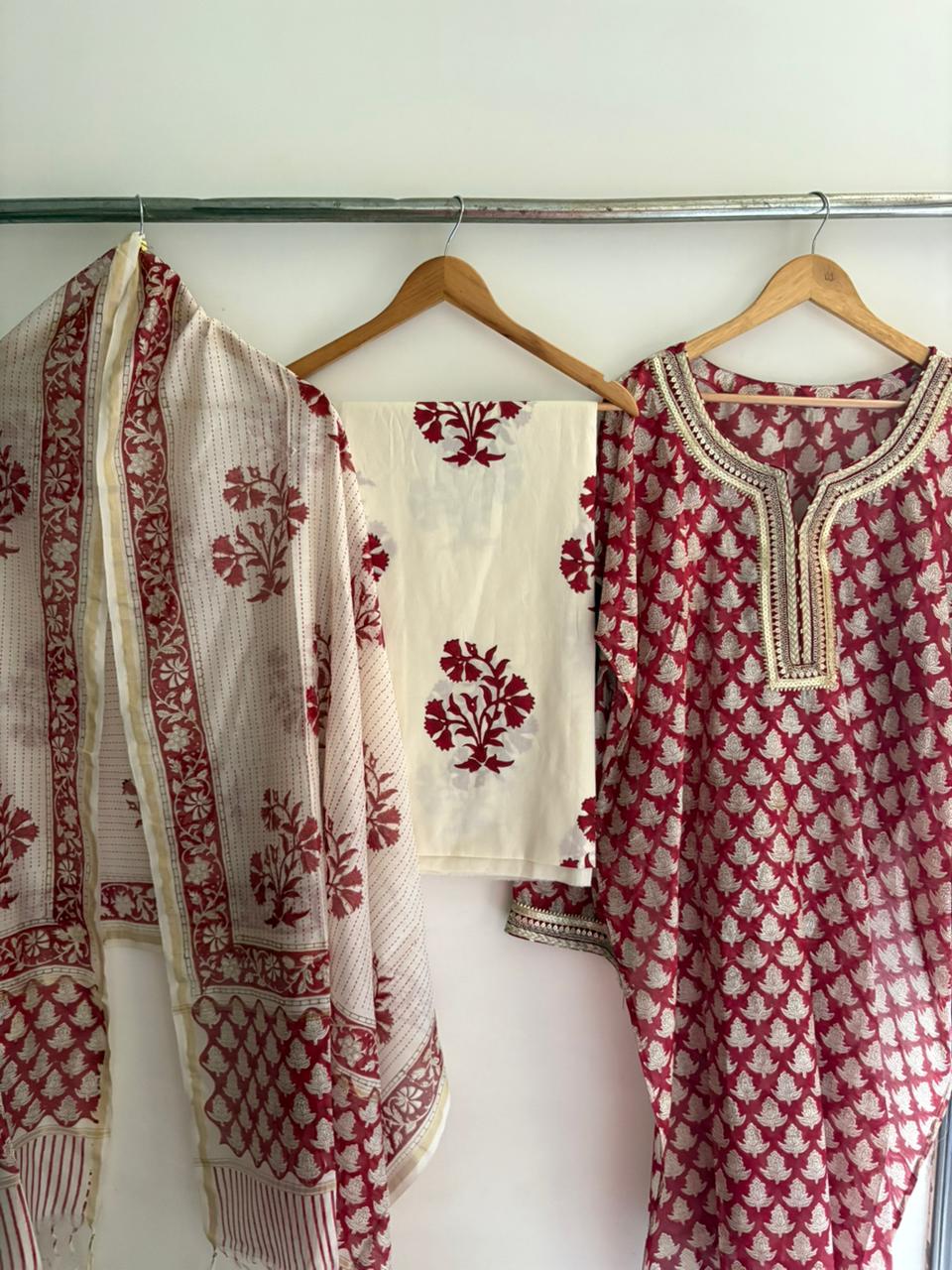 Semistitched Chanderi Suit