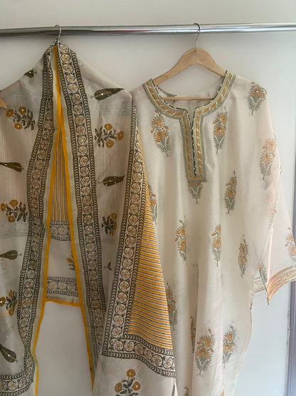 Semi Stitched Chanderi Suit