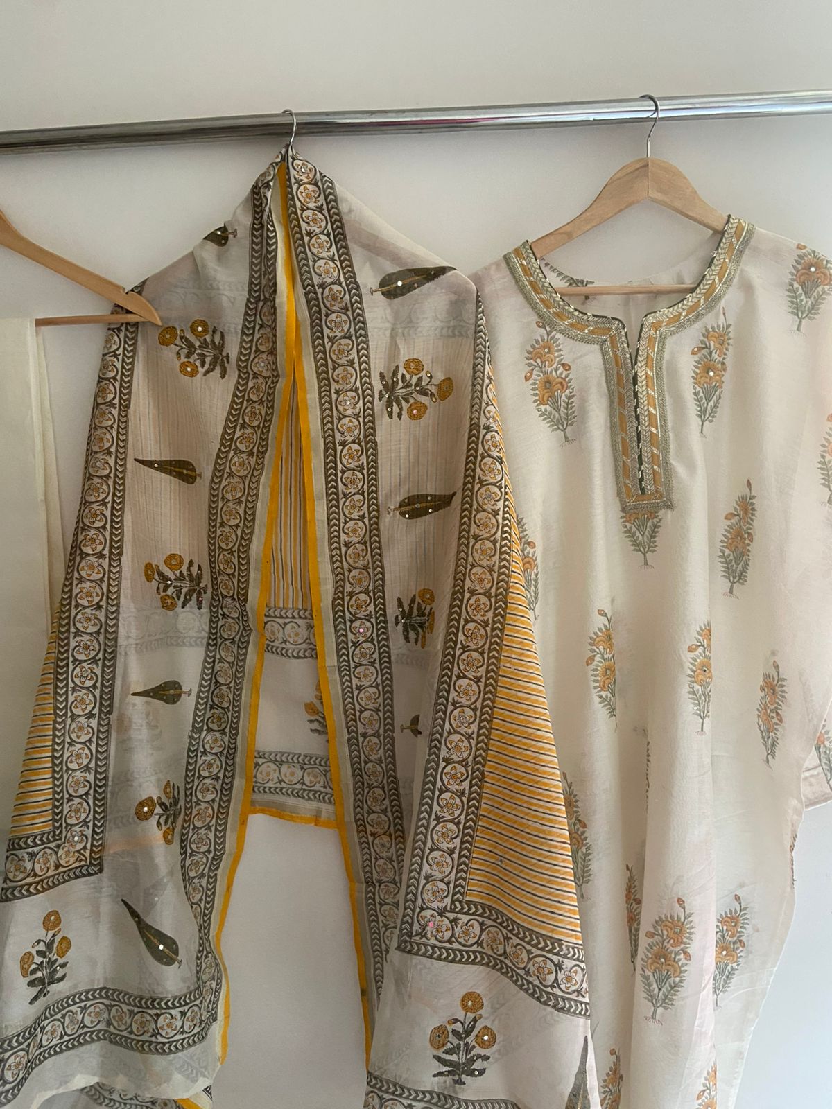 Semi Stitched Chanderi Suit