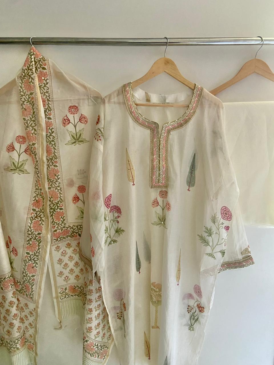 Semi Stitched Chanderi Suit