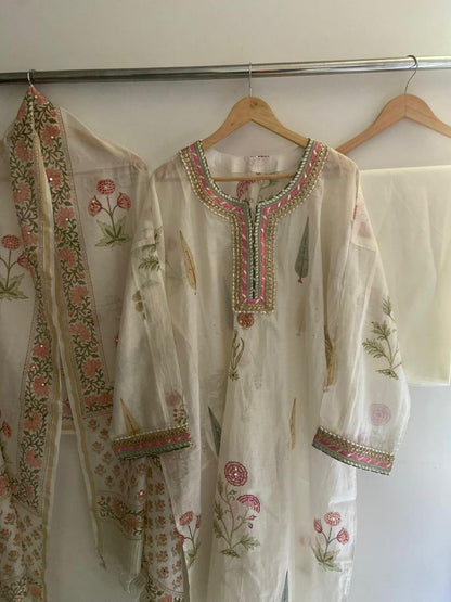 Semi Stitched Chanderi Suit