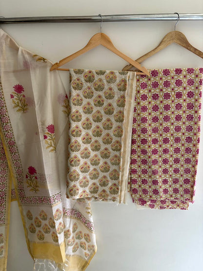 Unstitched Chanderi Suit