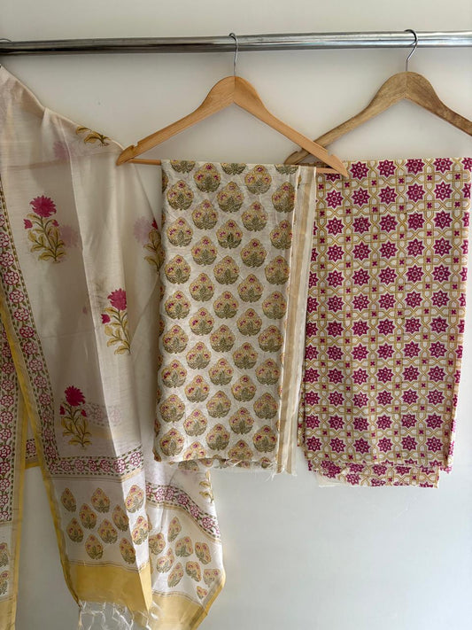 Unstitched Chanderi Suit