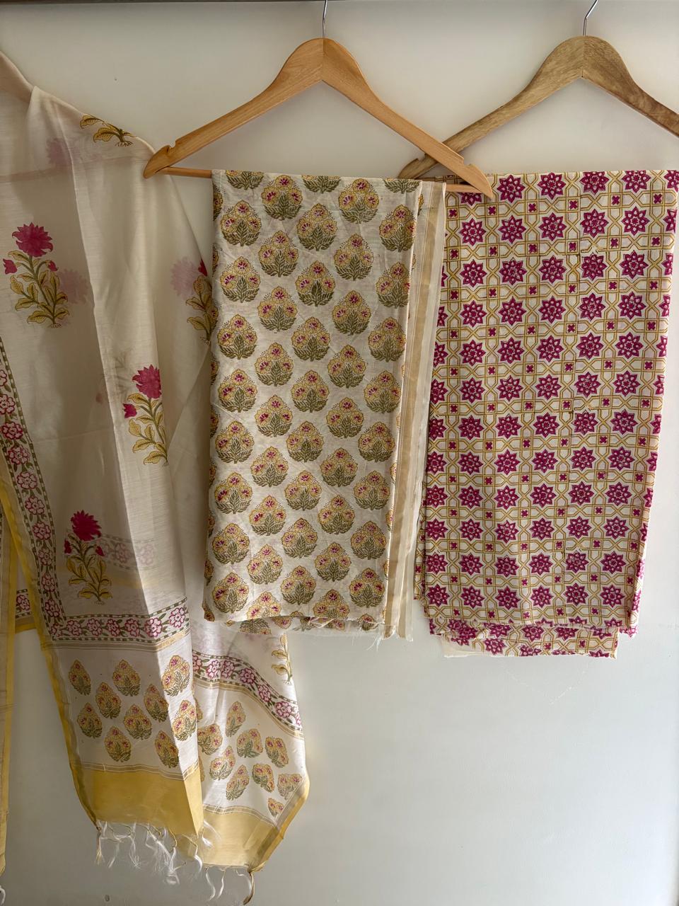 Unstitched Chanderi Suit