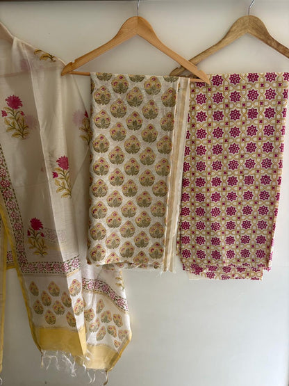 Unstitched Chanderi Suit