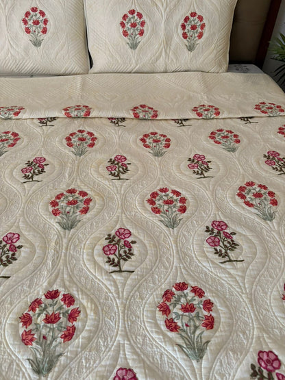 King Size Motif Quilted Bedcover