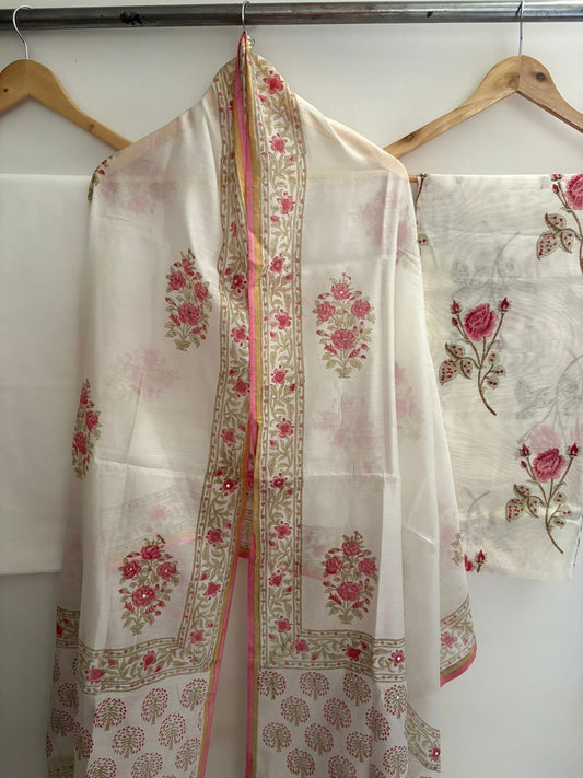 Unstitched Chanderi Suit