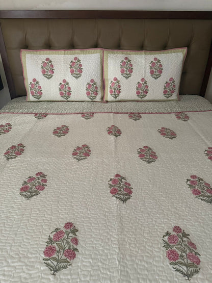 Handblock Quilted Bedcover