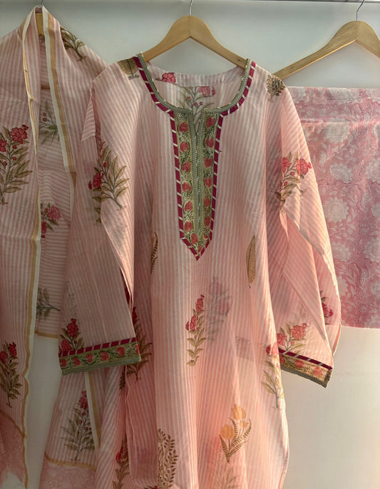 Semistitched Chanderi Suit