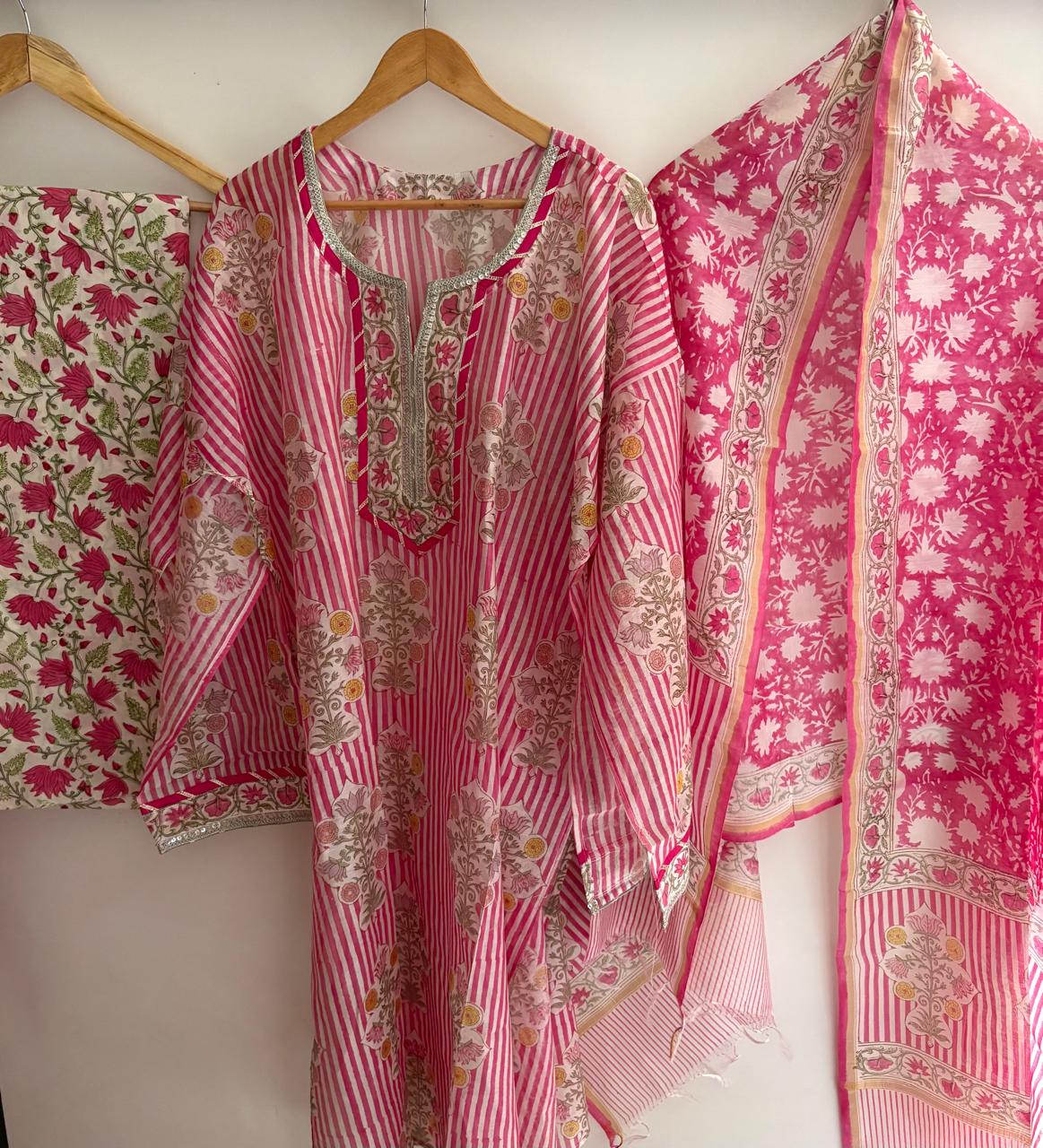 Semistitched Chanderi Suit