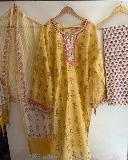 Semistitched Chanderi Suit