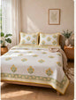 Handblock Reversible King Size Quilted Bedcover With Pillows