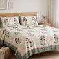 Handblock Linen Bedcovers With Pillow Cases