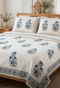 Handblock Linen Bedcovers With Pillow Cases