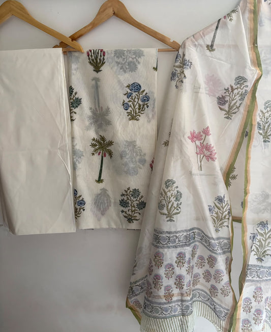 Unstitched Chanderi Suit