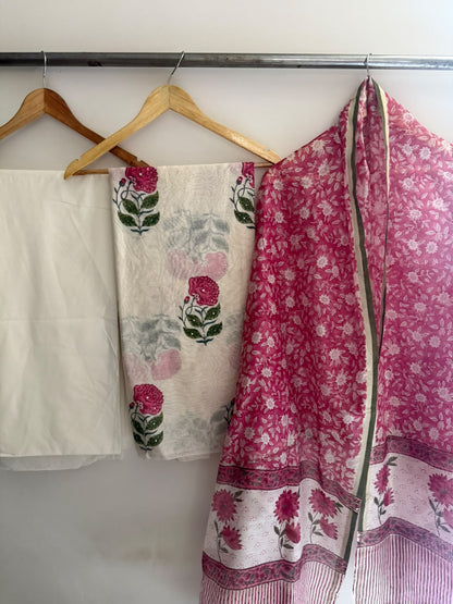 Unstitched Chanderi Suit