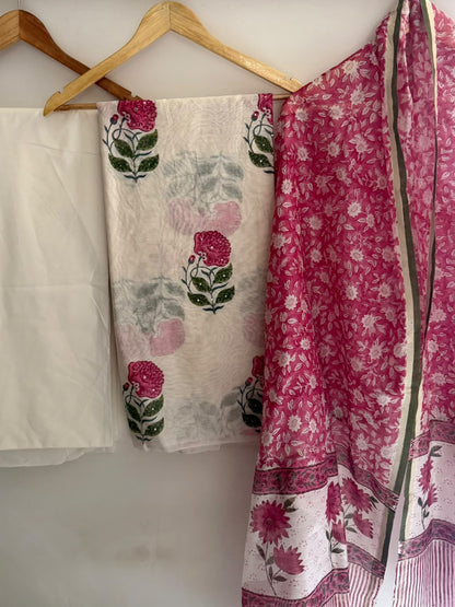 Unstitched Chanderi Suit