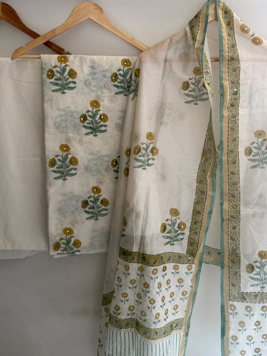 Unstitched Chanderi Suit