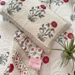 Red Poppy Quilted Bedcover Set