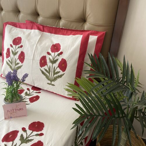 LAAL BAGEECHA HANDBLOCK BEDSHEET