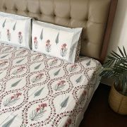 ROSE CYPRESS JAAL HANDBLOCK BEDSHEET